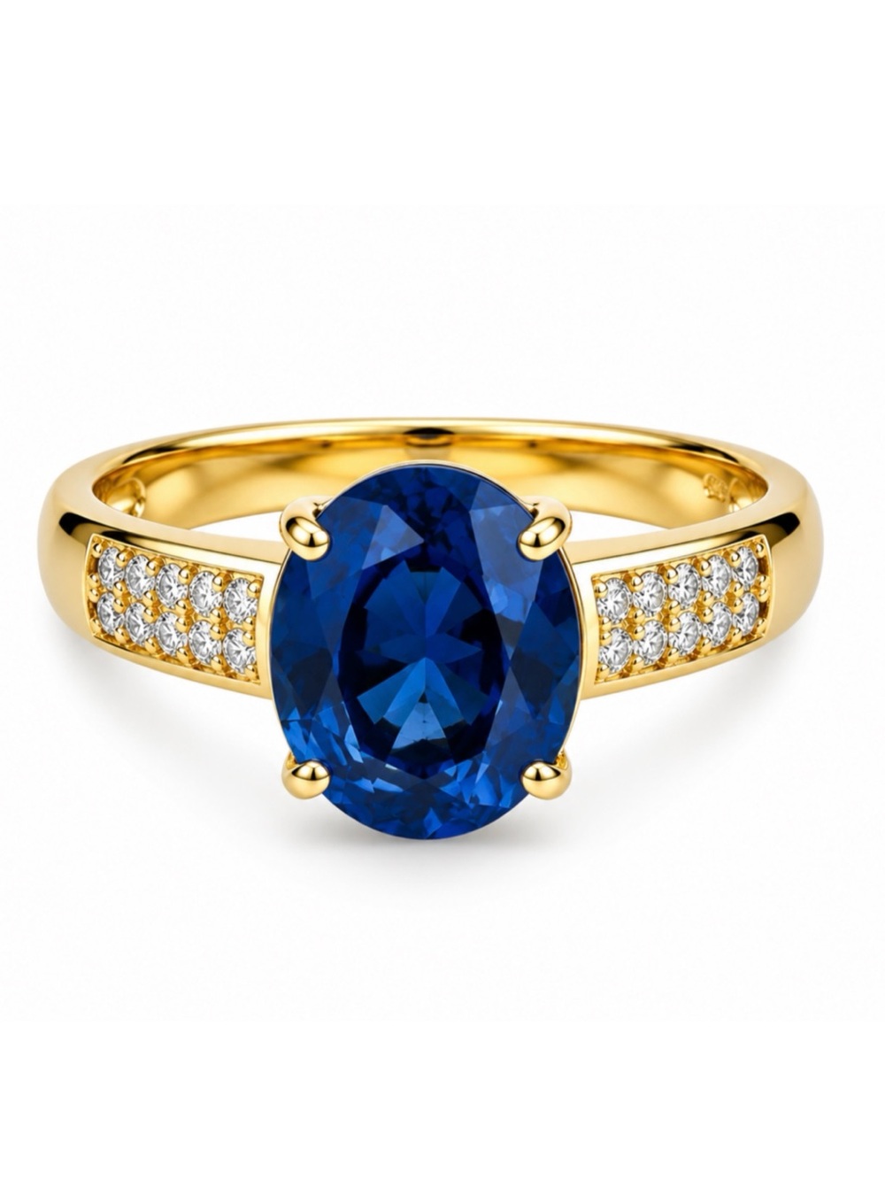 MACY’S • Blue Tanzanite Gold Band Crystal Accents Ring - Picture 3 of 15